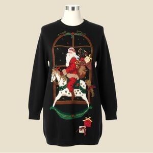 Vintage 1994 Susan Bristol Sweater L Black Santa Pullover Christmas
Holiday